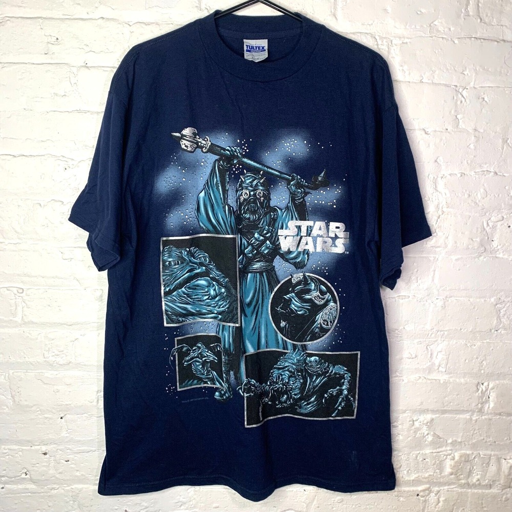 Vintage Star Wars T Shirt Size XL 1997 Tusken Raider Jabba Blue Tee Lucasfilm